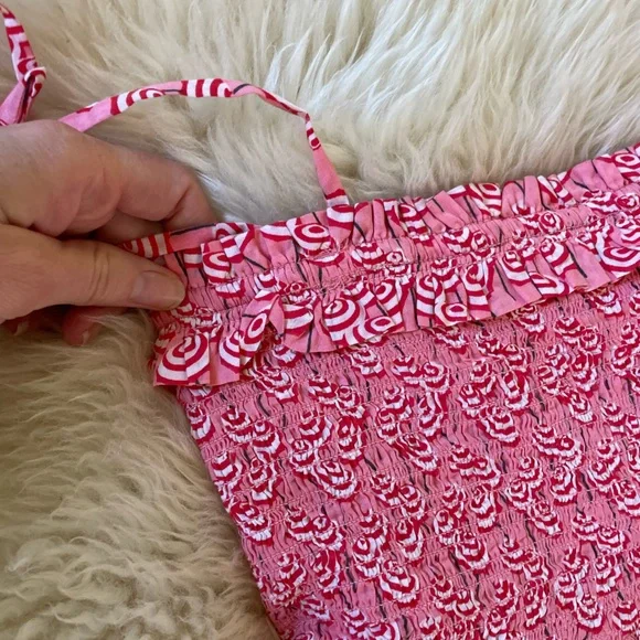 NWT J. Crew Crewcuts smocked bodice dress in umbrella print pink red sundress - Picture 6 of 9